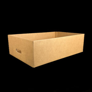 A plain Kraft produce box for fresh apples.