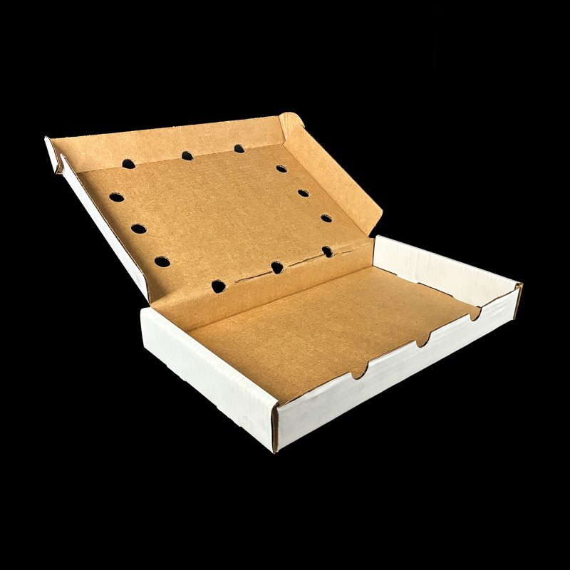 An open plain white kiwi box to hold one layer of kiwi.