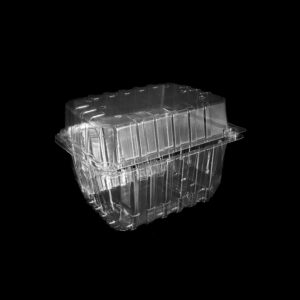 A clear, 2 pound clamshell for plums, grapes, and tangerines.