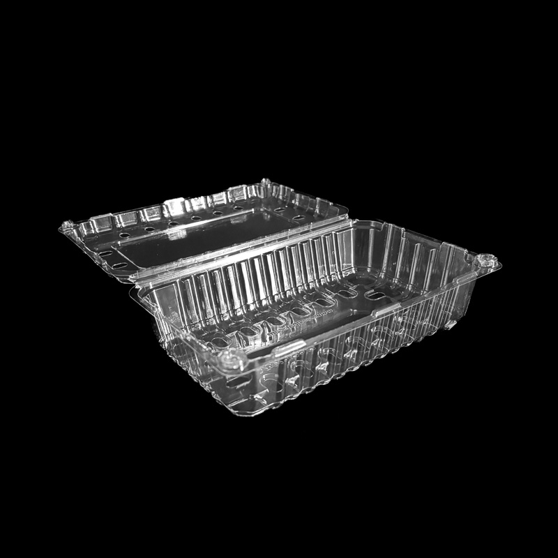 An open clear 1 pound clamshell for kiwi.