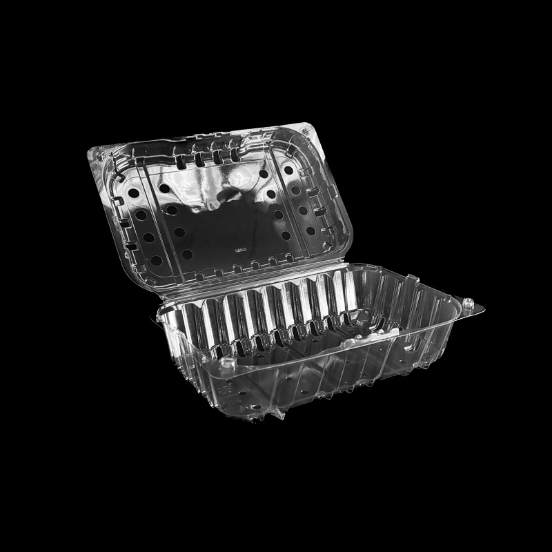 An open, clear 4 pound clamshell for grapes.