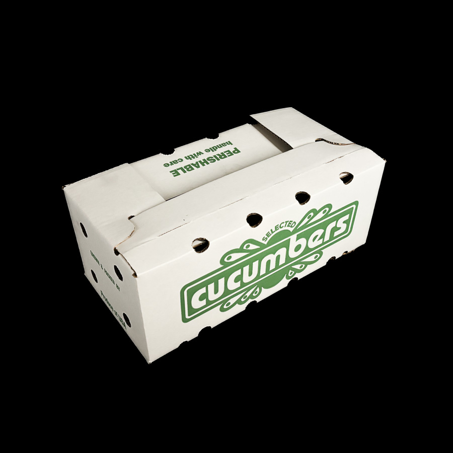 A stock box for holding a 24 count of cucumbers.