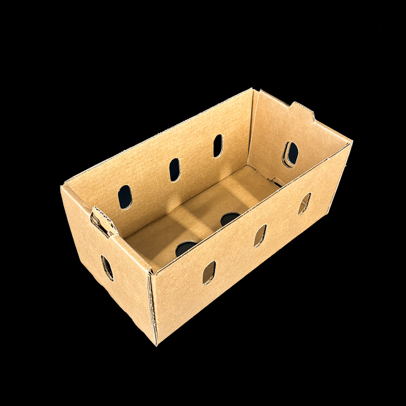 A plain Kraft box for holing 18 ounce blueberry trays.