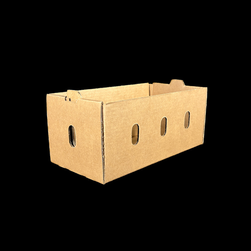 A plain Kraft box for holing 18 ounce blueberry trays.