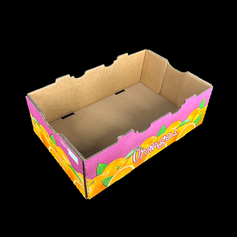 A 7.5 inch deep open top bulk box for holding fresh citrus.