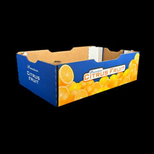 A 7 inch deep corrugated box for fresh citrus.