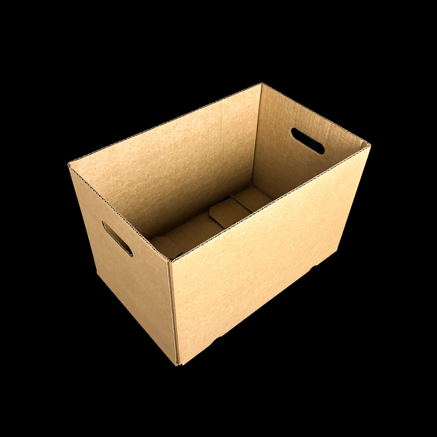 A plain Kraft box bottom for holding fresh produce.