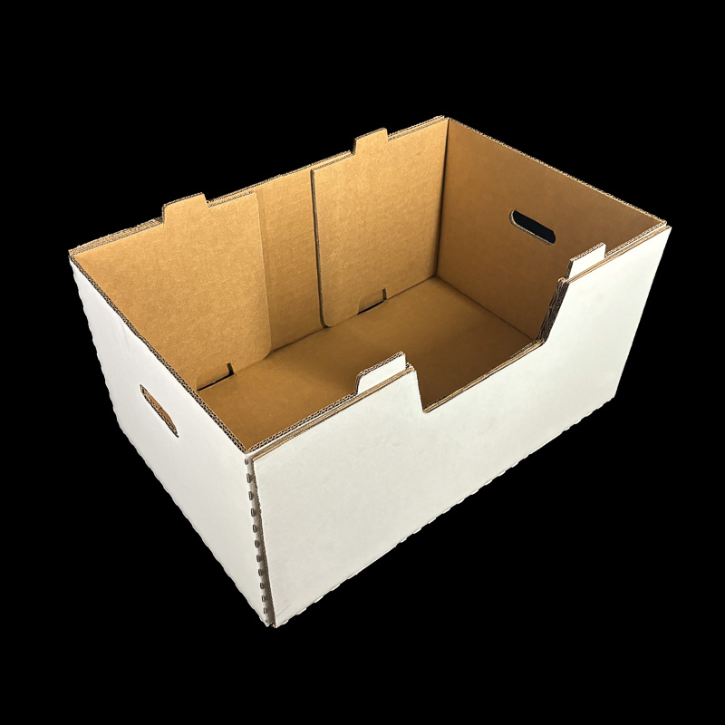 An 11 inch deep corrugated carton for apples.
