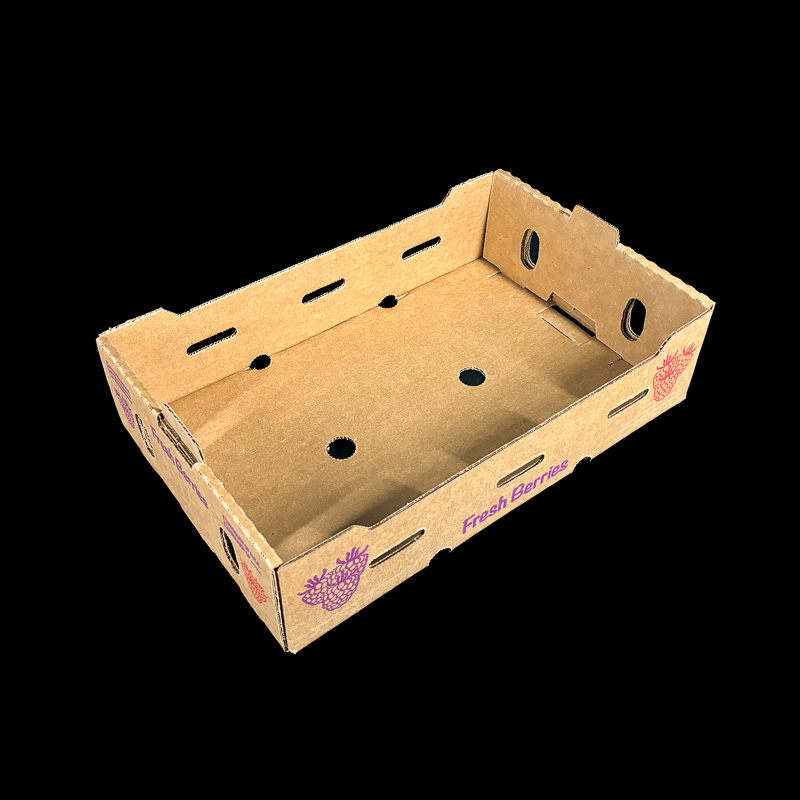 A Kraft box for 6 ounce clamshells of fresh berries.