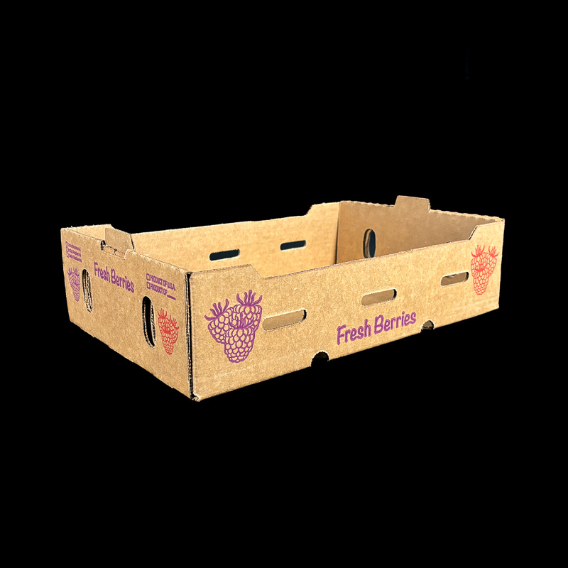 A Kraft box for 6 ounce clamshells of fresh berries.
