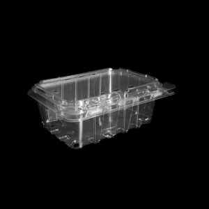 A clear, hinged 1 pound clamshell for cherries.