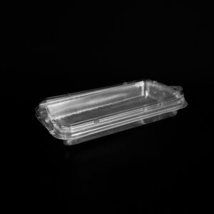 A clear 2 ounce clamshell for herbs.