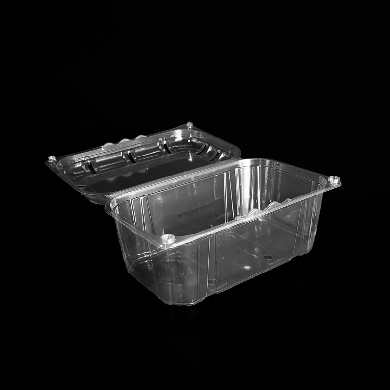 An open 1 pound clear clamshells for grapes.