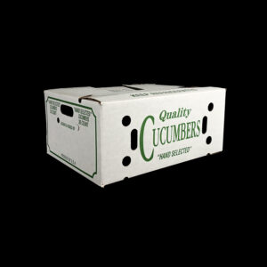 A waxed carton for holding 36 count of fresh cucumbers.