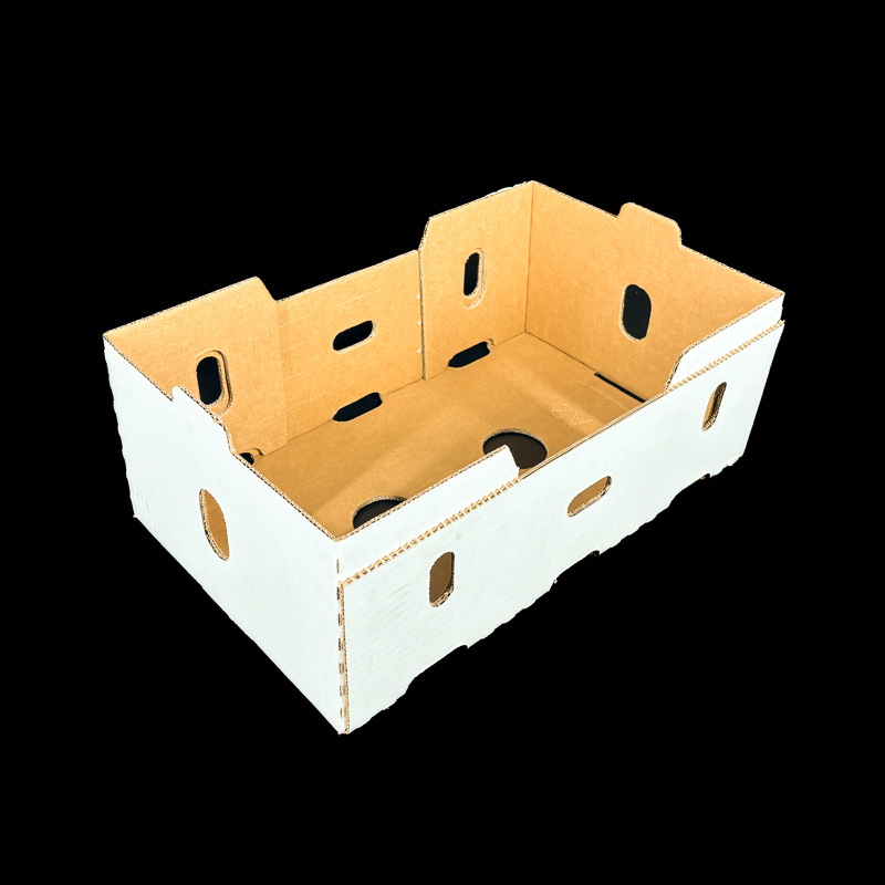 A plain white corrugated box for packing fresh produce.